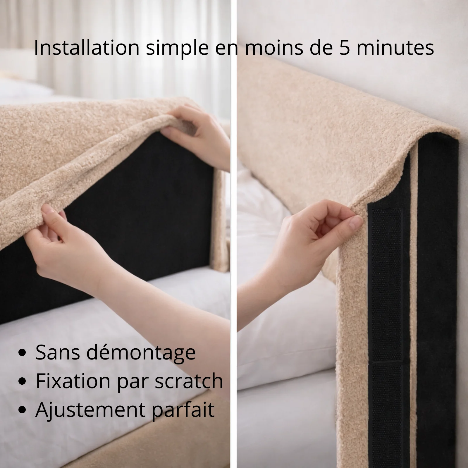 Housse de tête de lit bouclette sable - Image 3