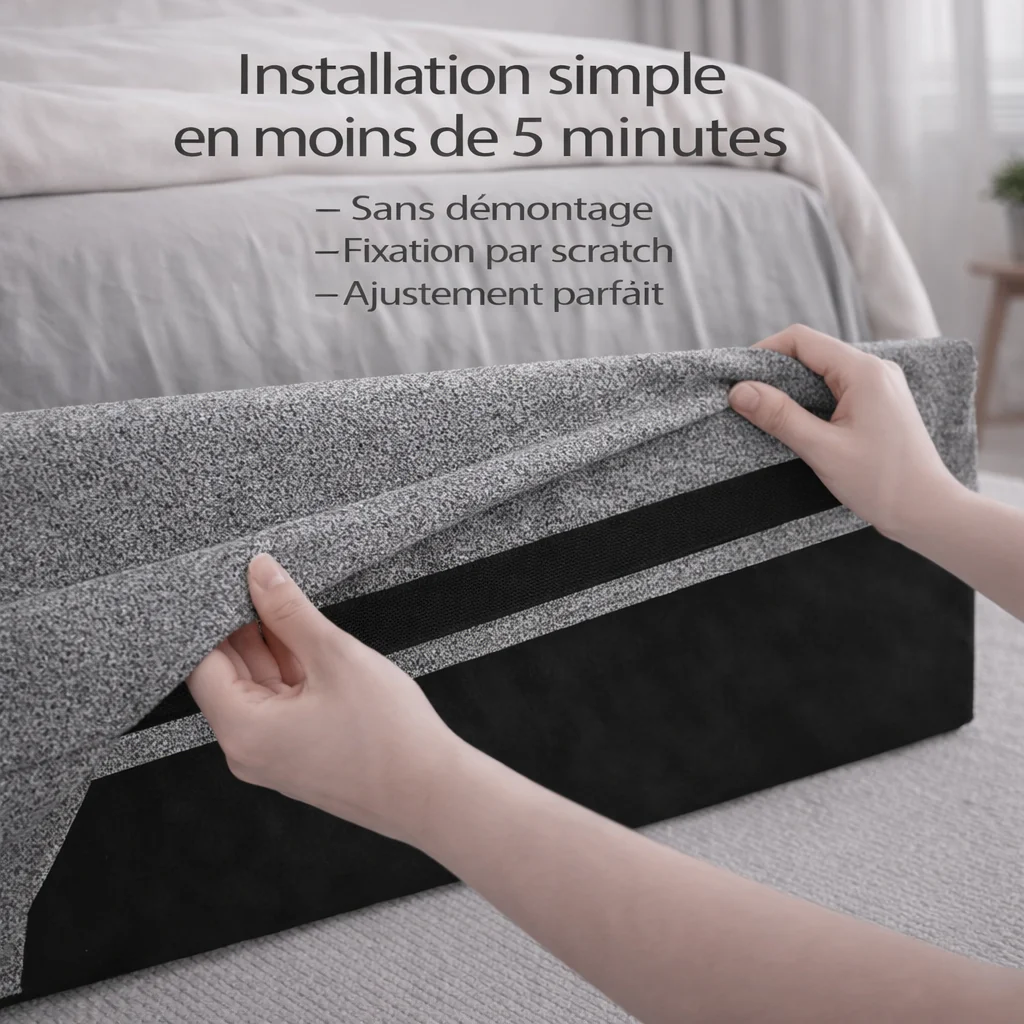 Housse structure lit coffre bouclette gris - Image 3