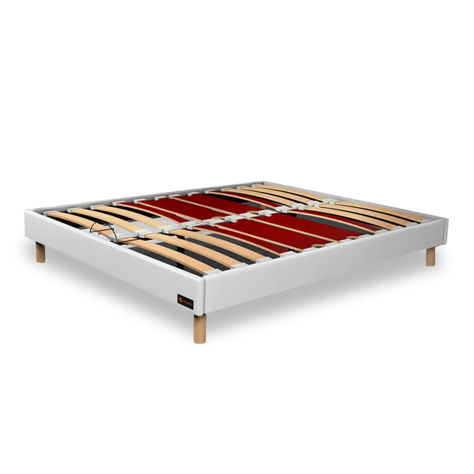 Sommier simili cuir et bois Anna : Cadre et pieds en bois - Sommier à lattes en bois flexibles - Image 2