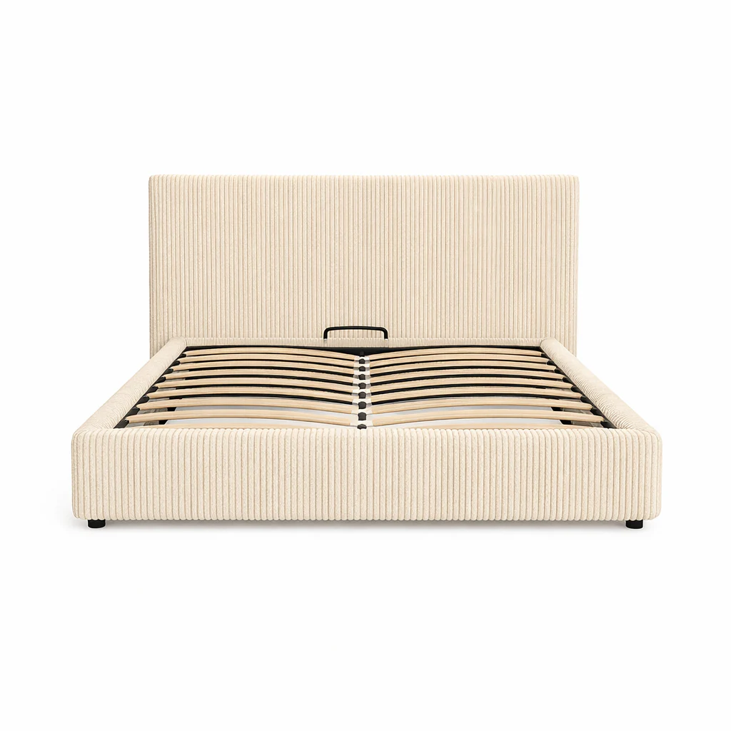 Lit coffre électrique avec tête de lit, velours côtelé, télécommande - Collection Futura design - Image 12