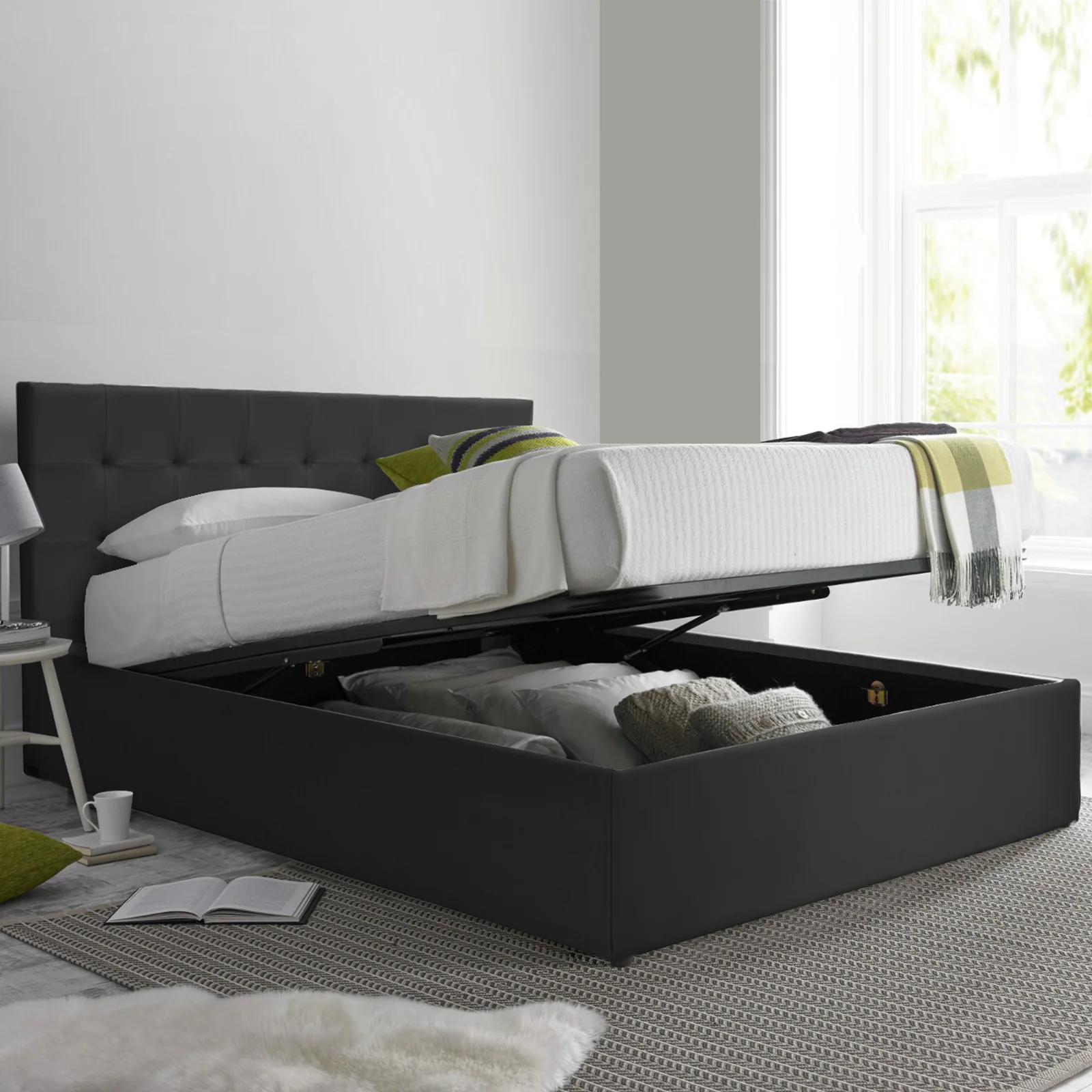 Lit coffre VariLuxe innovant - Tête de lit interchangeable : Simili cuir et grand coffre - Image 43
