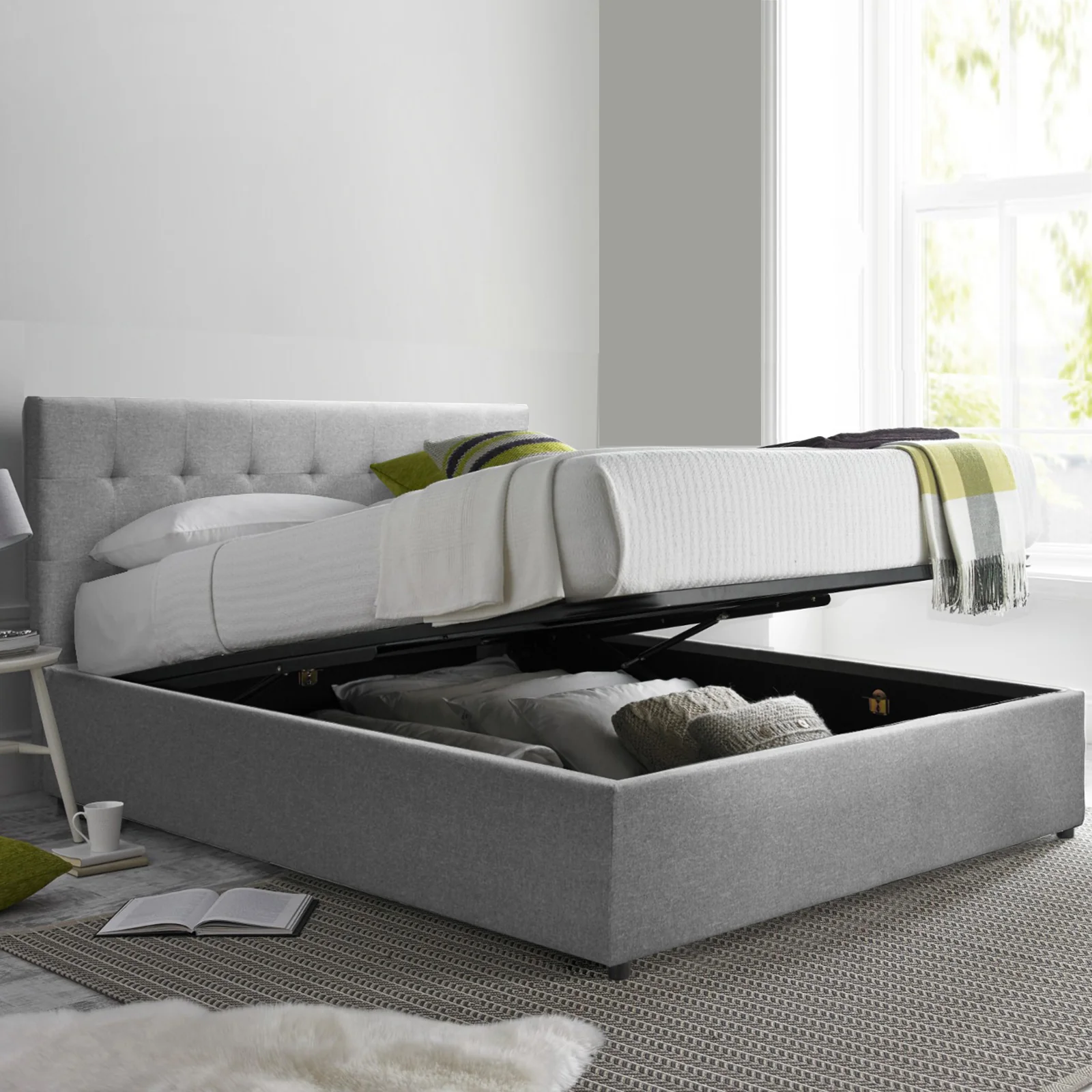 Lit coffre VariLuxe innovant - Tête de lit interchangeable : Tissu et grand coffre - Image 19