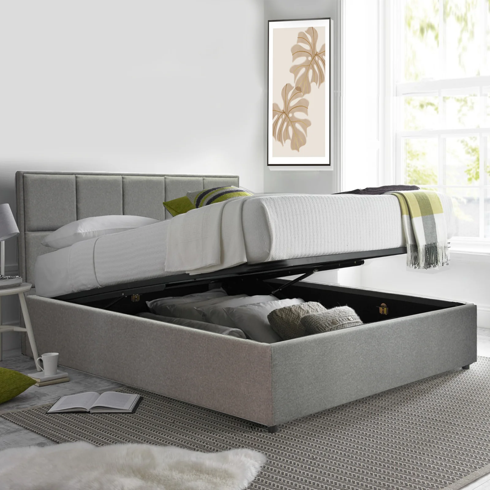 Lit coffre VariLuxe innovant - Tête de lit interchangeable : Tissu et grand coffre - Image 34