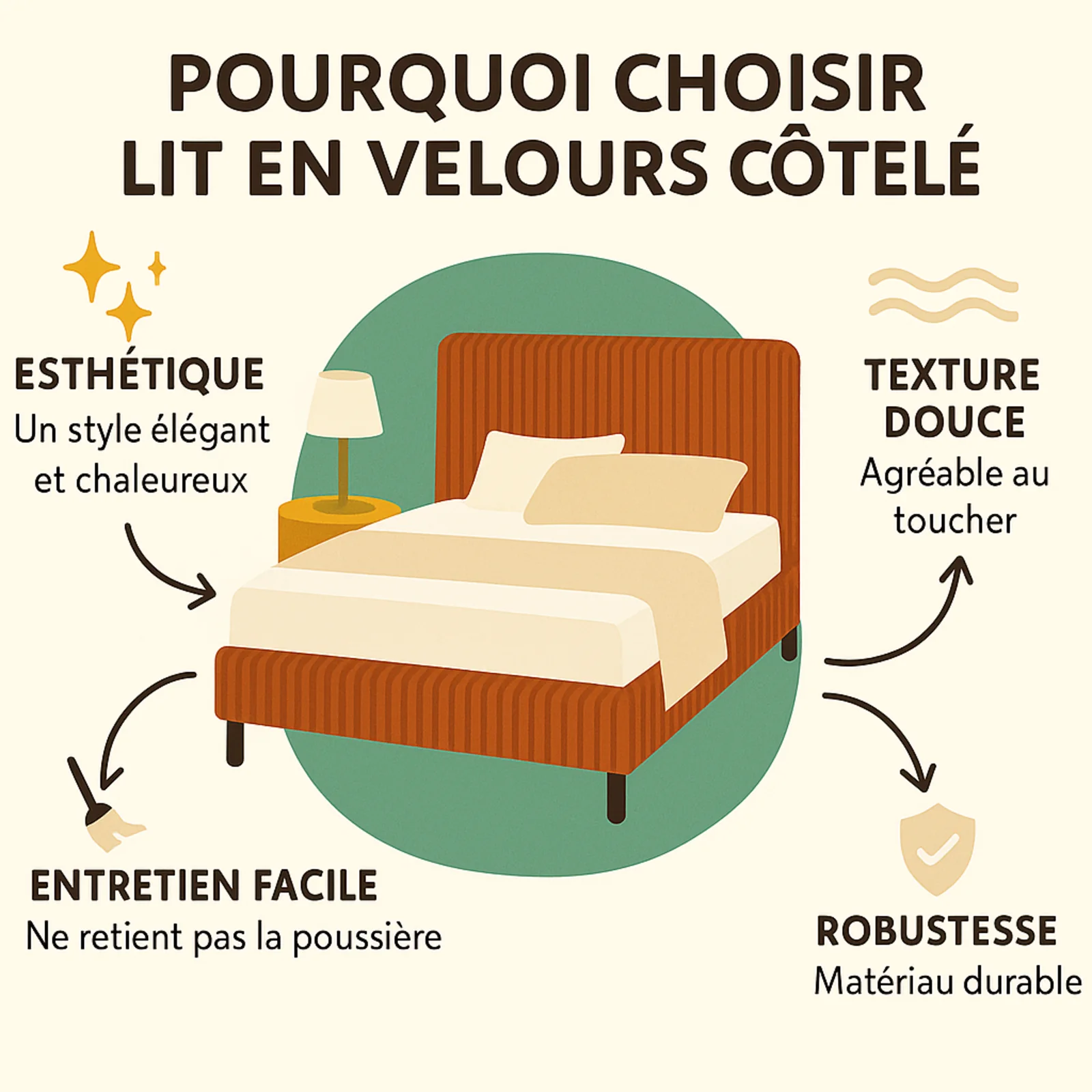 Lit coffre velours côtelé, tête de lit, grand espace de stockage - Collection Versailles - Image 15