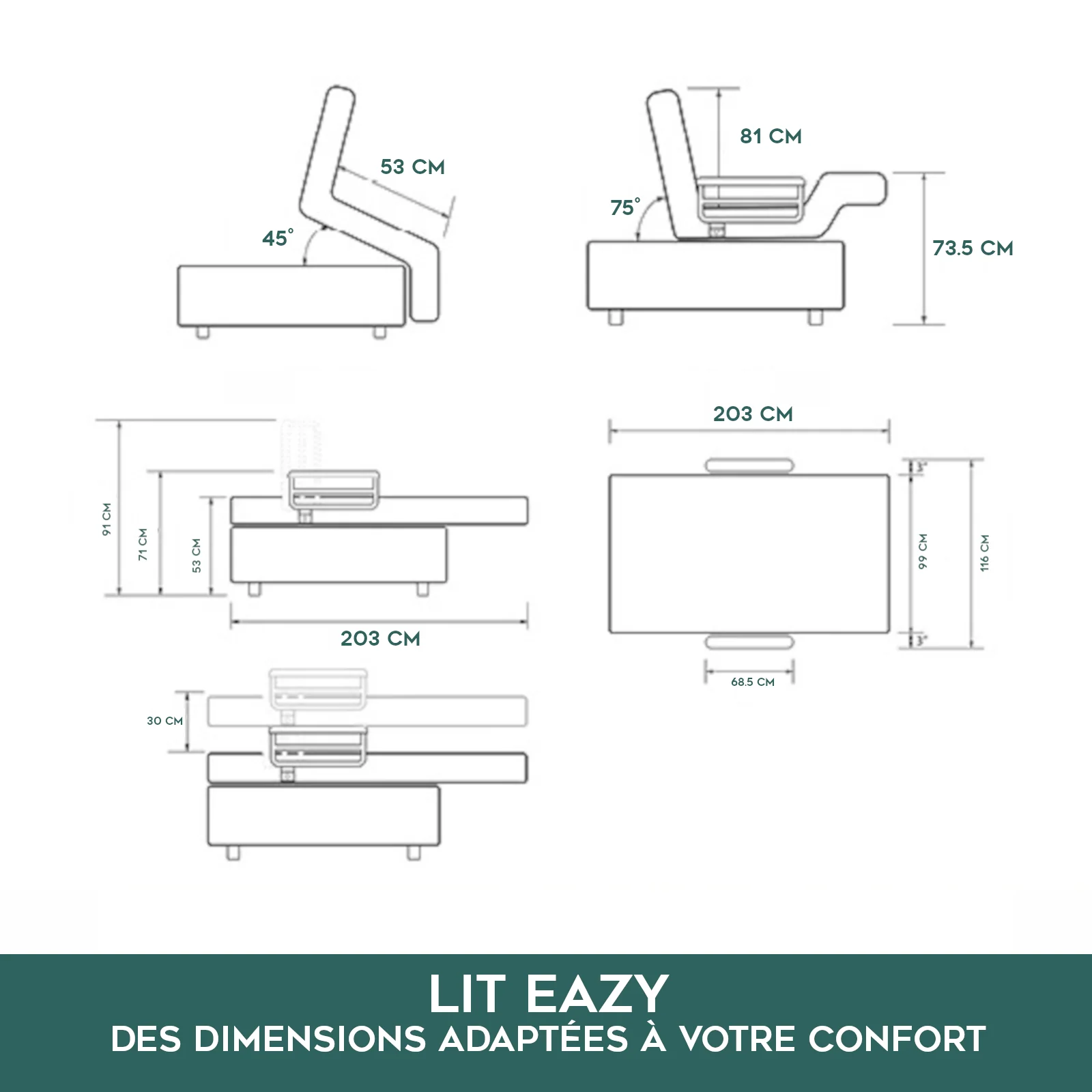 Lit releveur électrique, autonomie renforcée - Collection Eazy - Image 7