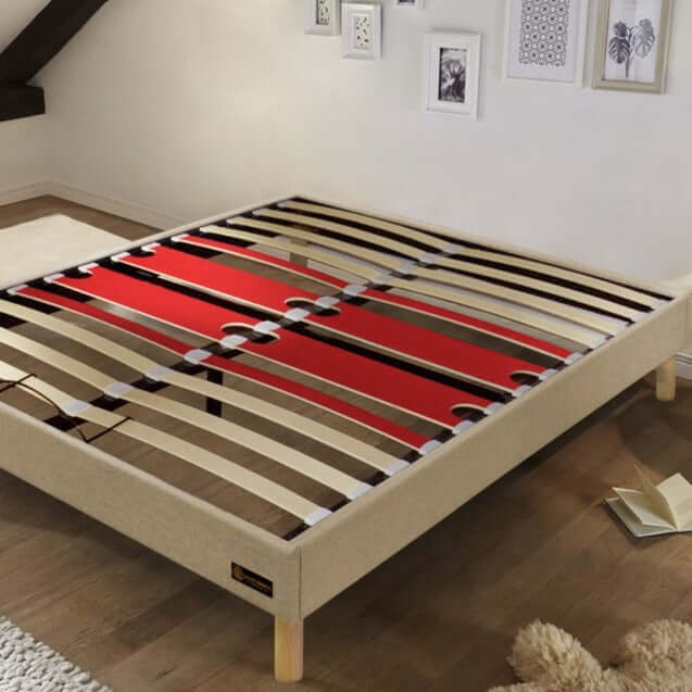 Sommier tissu Eva : Cadre et pieds en bois - sommier à lattes flexibles - Image 2