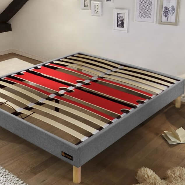 Sommier tissu Eva : Cadre et pieds en bois - sommier à lattes flexibles - Image 3