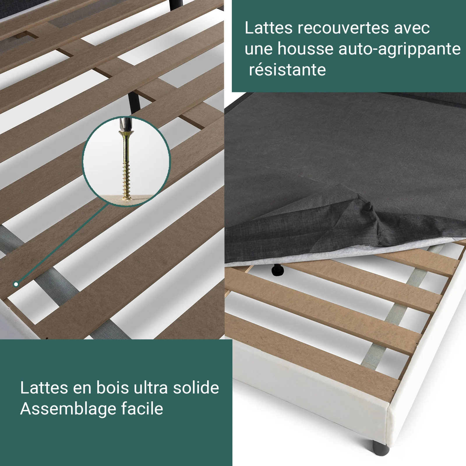 Lit capitonné Triomphe et contemporain : Simili cuir et sommier à lattes en bois - Image 10