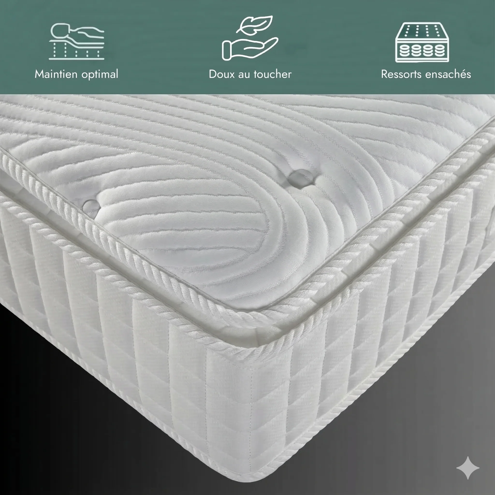 Matelas latex, ressorts, mémoire de forme, 27 cm, légèreté et soulagement articulaire - Collection Perle - Image 8