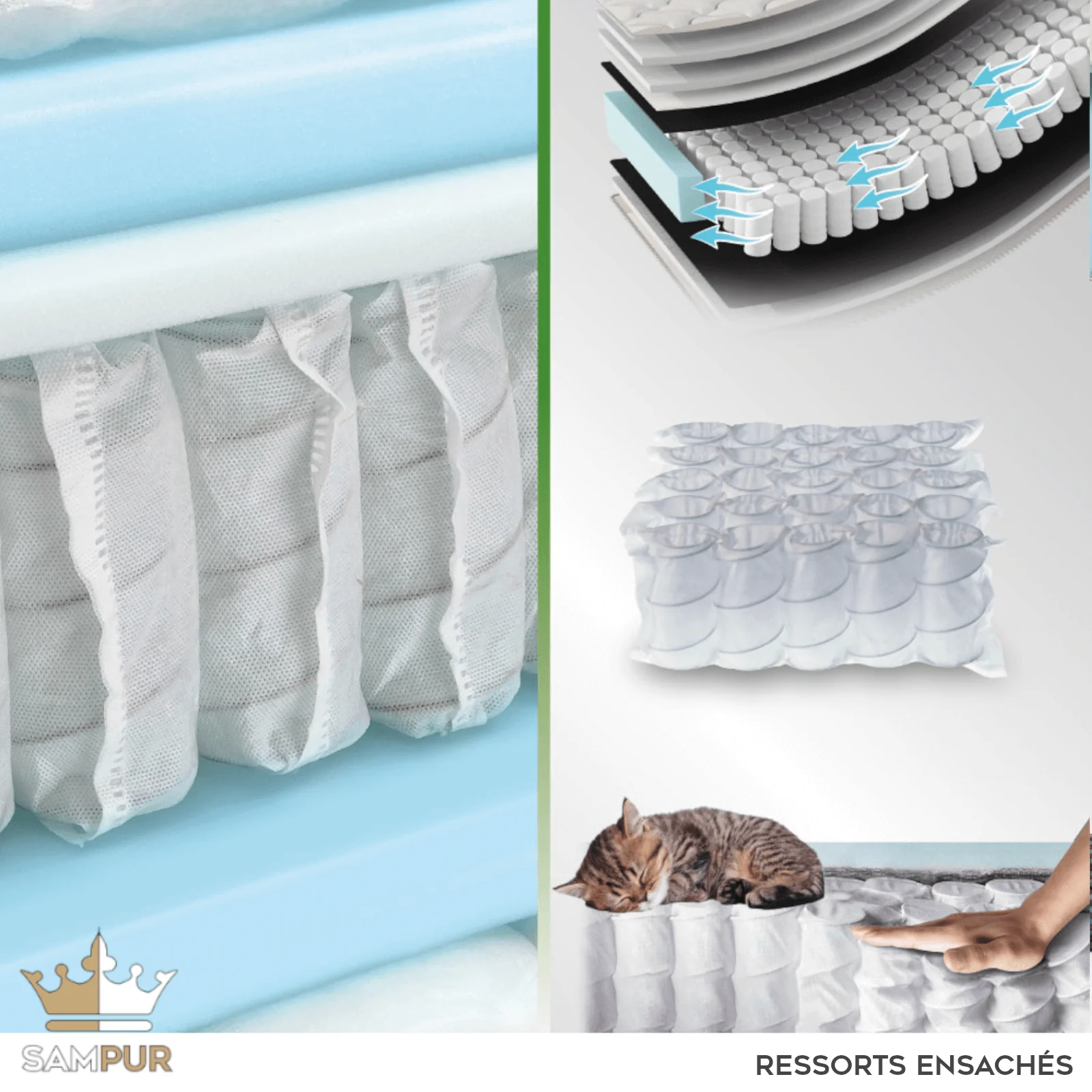 Matelas hybride multizone mémoire de forme et ressorts ensachés - Collection Respirant - Image 6
