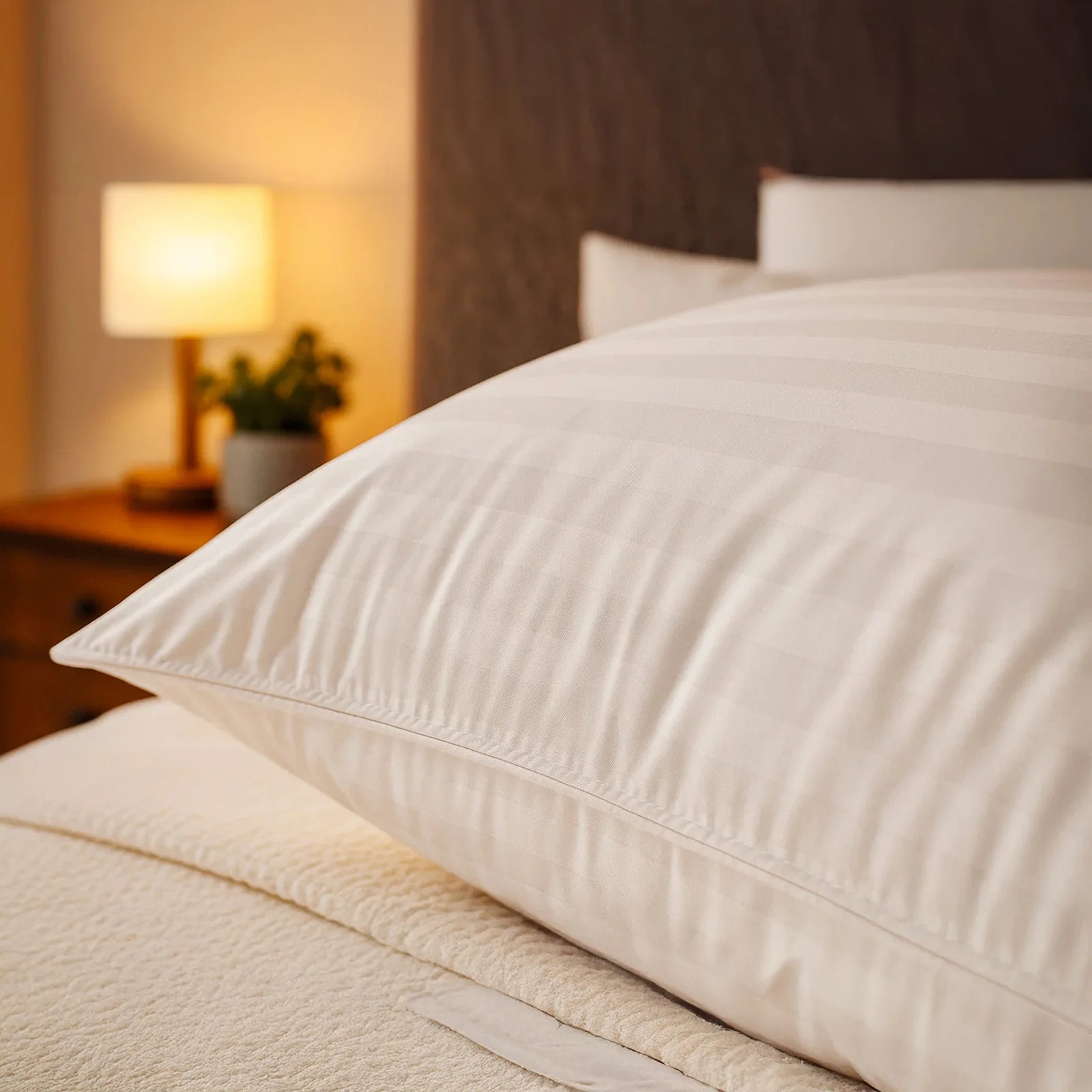 Oreiller plumes de canard et duvet, jacquard strié, confort équilibré - Collection Duvet - Image 3