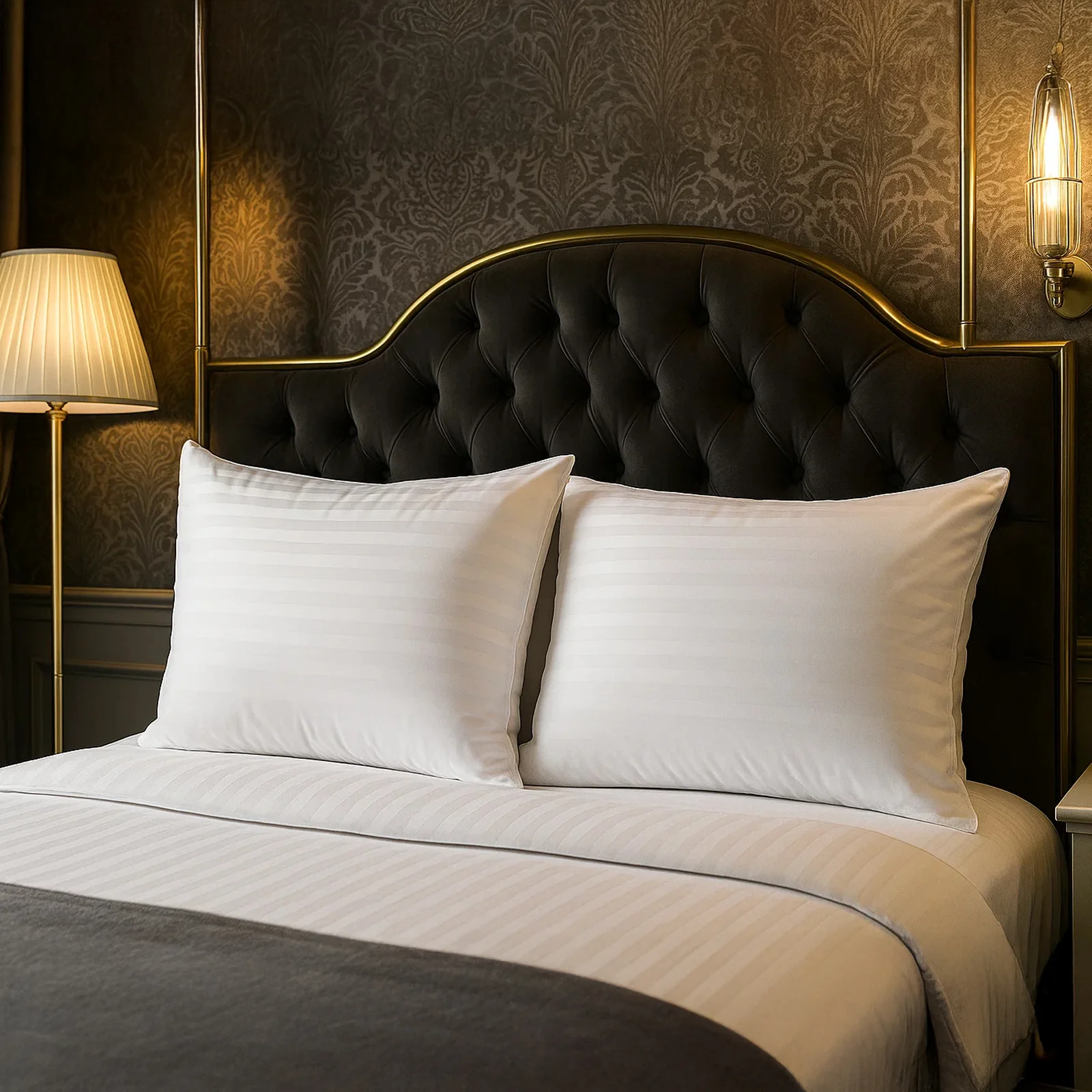 Oreiller plumes de canard et duvet, jacquard strié, confort équilibré - Collection Duvet - Image 8
