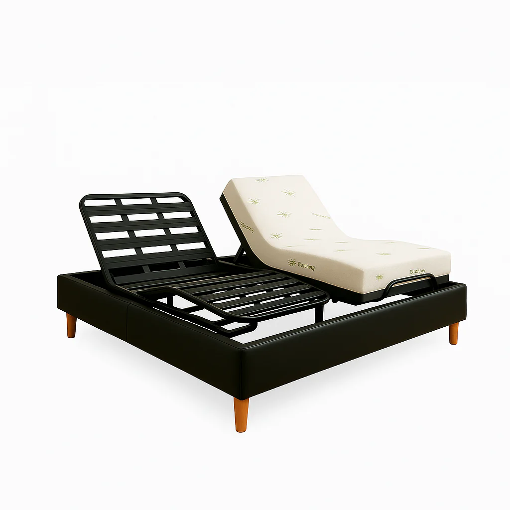 Pack lit électrique orthopédique à lattes en simili cuir noir Orthoflex : matelas inclus - Image 17
