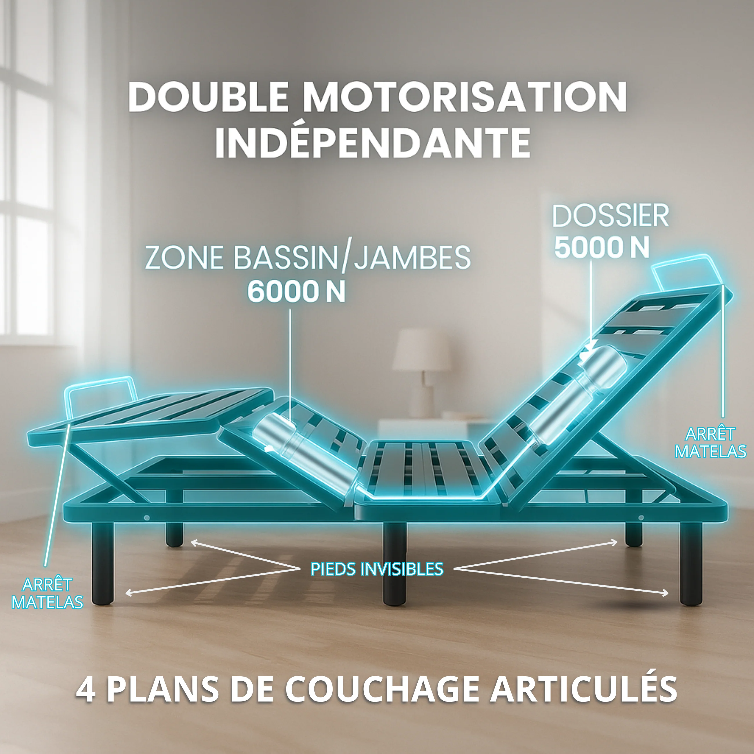 Pack lit électrique orthopédique bouclette sable Orthoflex : matelas inclus - Image 3