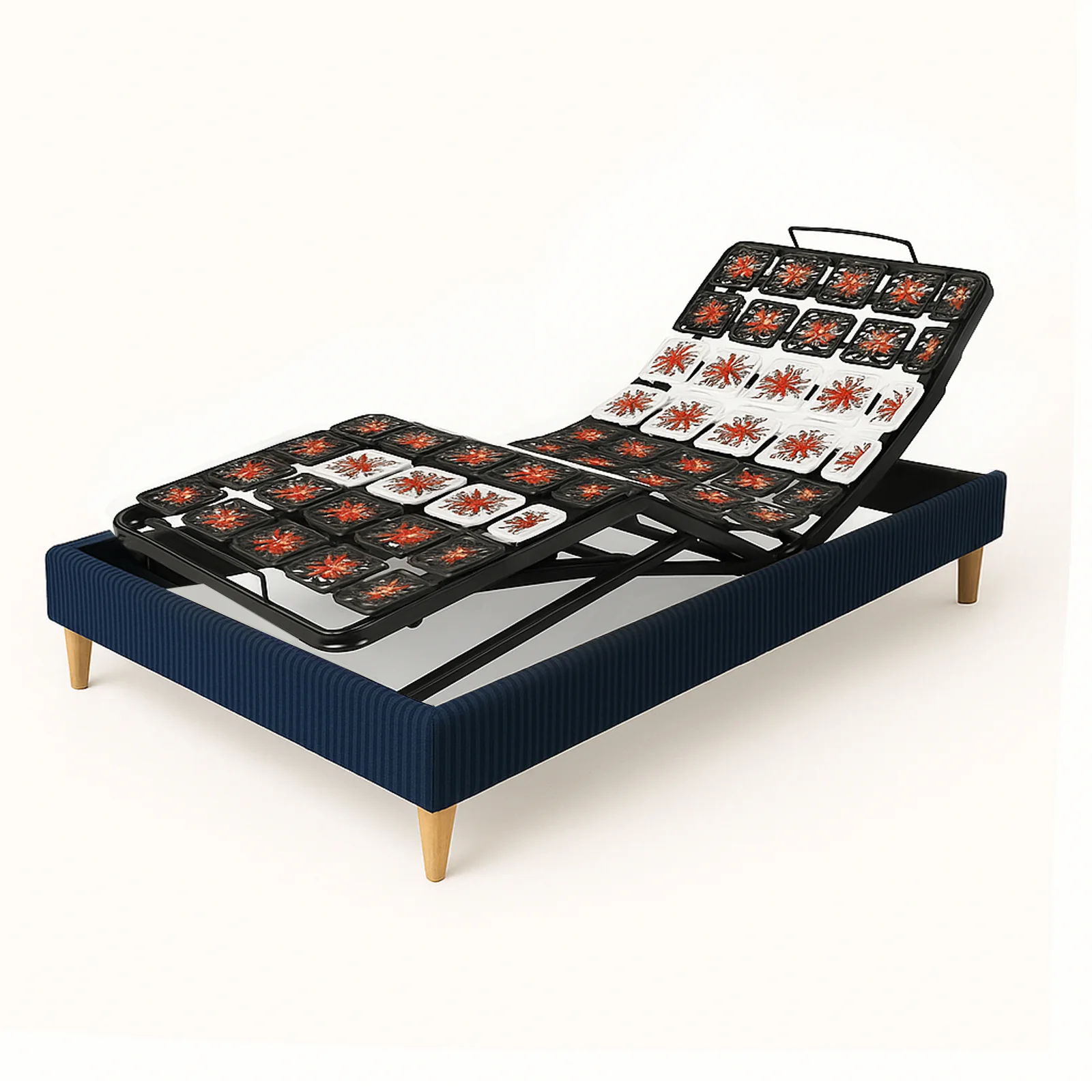 Pack lit électrique orthopédique, velours côtelé bleu, matelas inclus - Collection Technoflex - Image 3