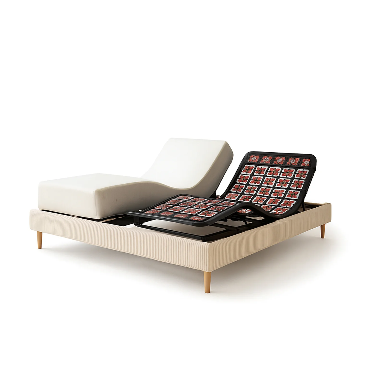 Pack lit électrique orthopédique, velours côtelé sable, matelas inclus - Collection Technoflex - Image 2