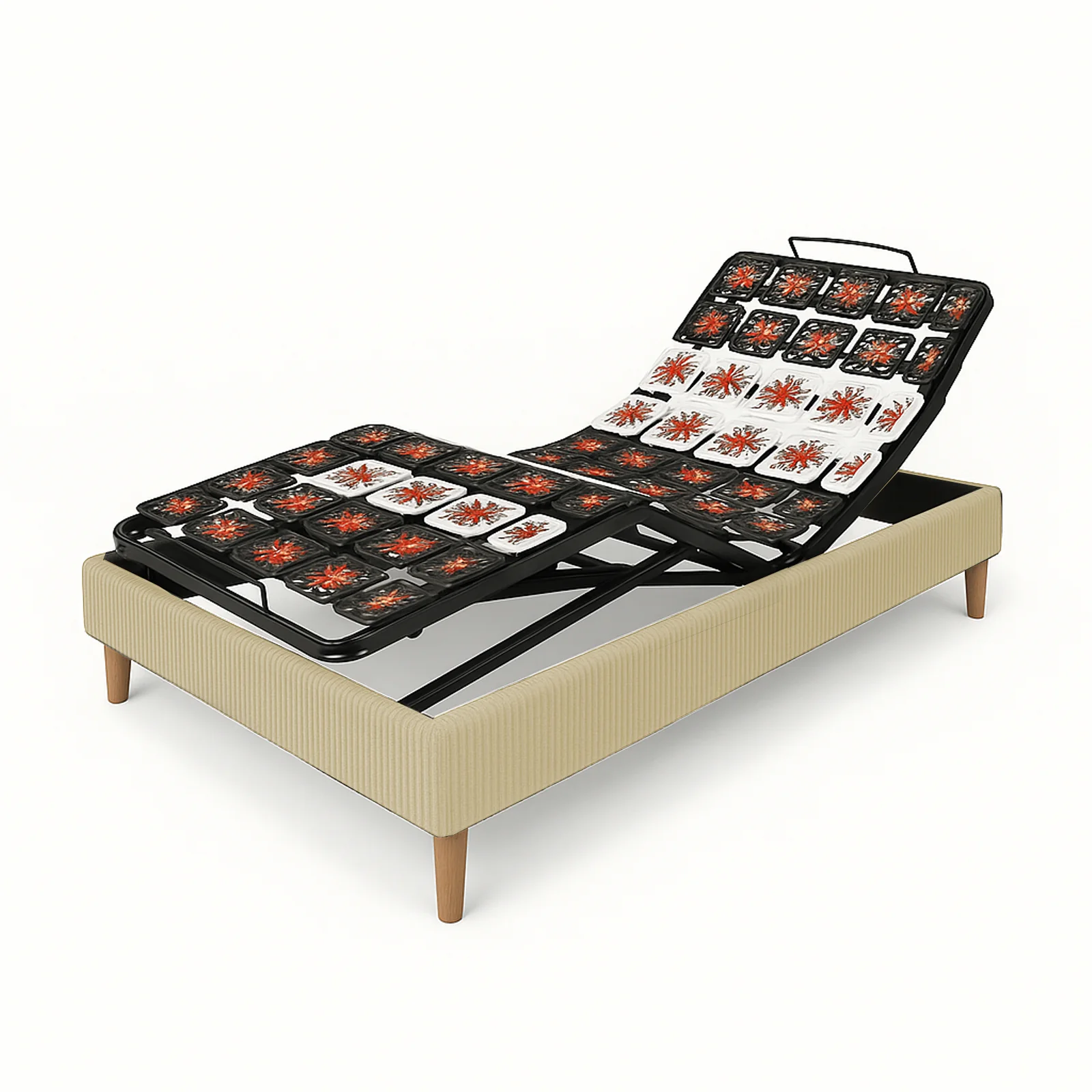 Pack lit électrique orthopédique, velours côtelé sable, matelas inclus - Collection Technoflex - Image 3