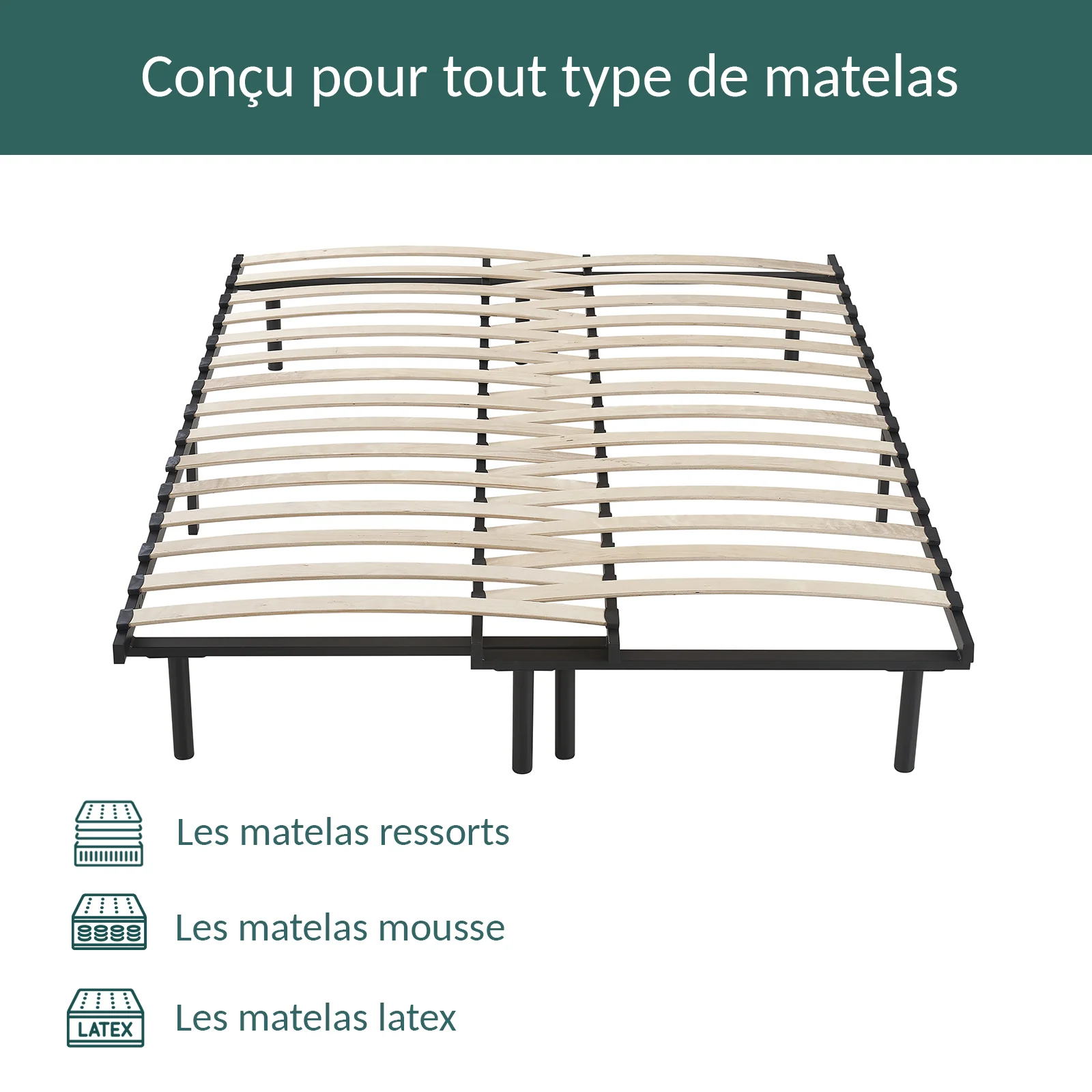 Sommier extensible, lattes bois flexibles, réglable en largeur - Collection Extensible - Image 4