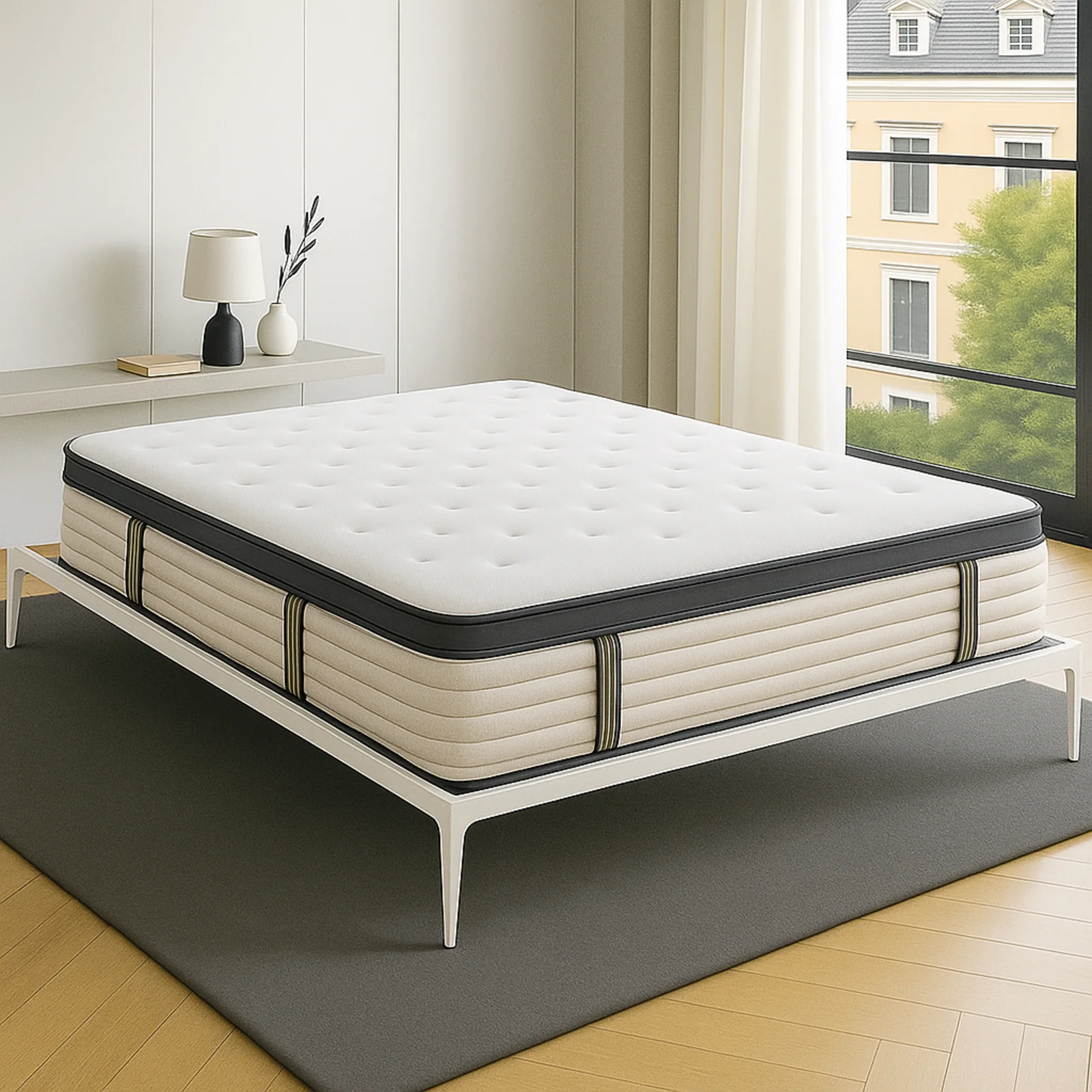 Sommier lit design style industriel, lattes larges, cadre à lattes - Collection Loft - Image 6
