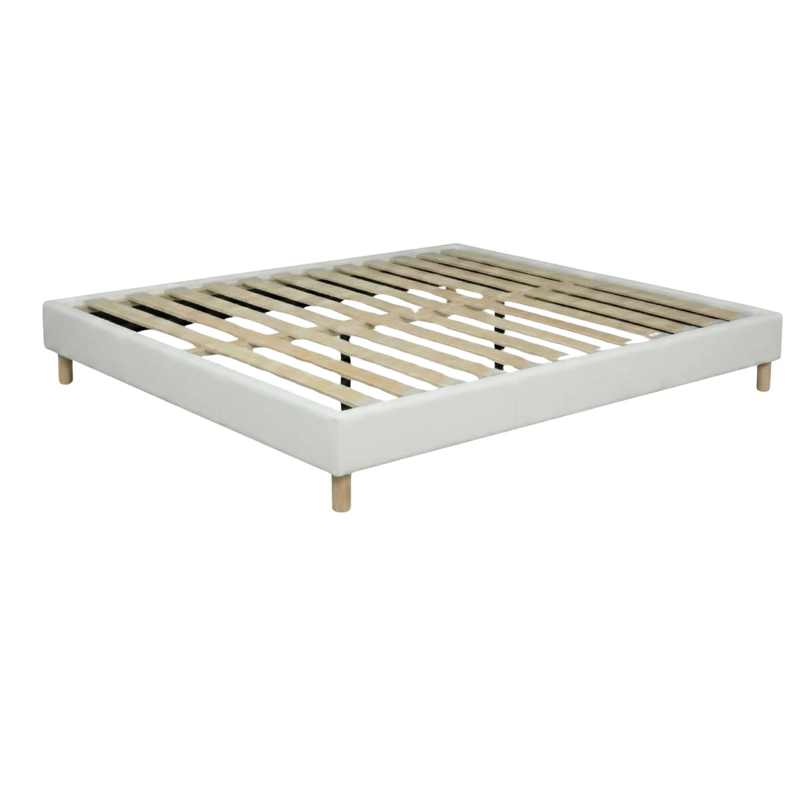 Sommier simili cuir, cadre de lit et pieds bois, maintien bassin - Collection Deco - Image 12