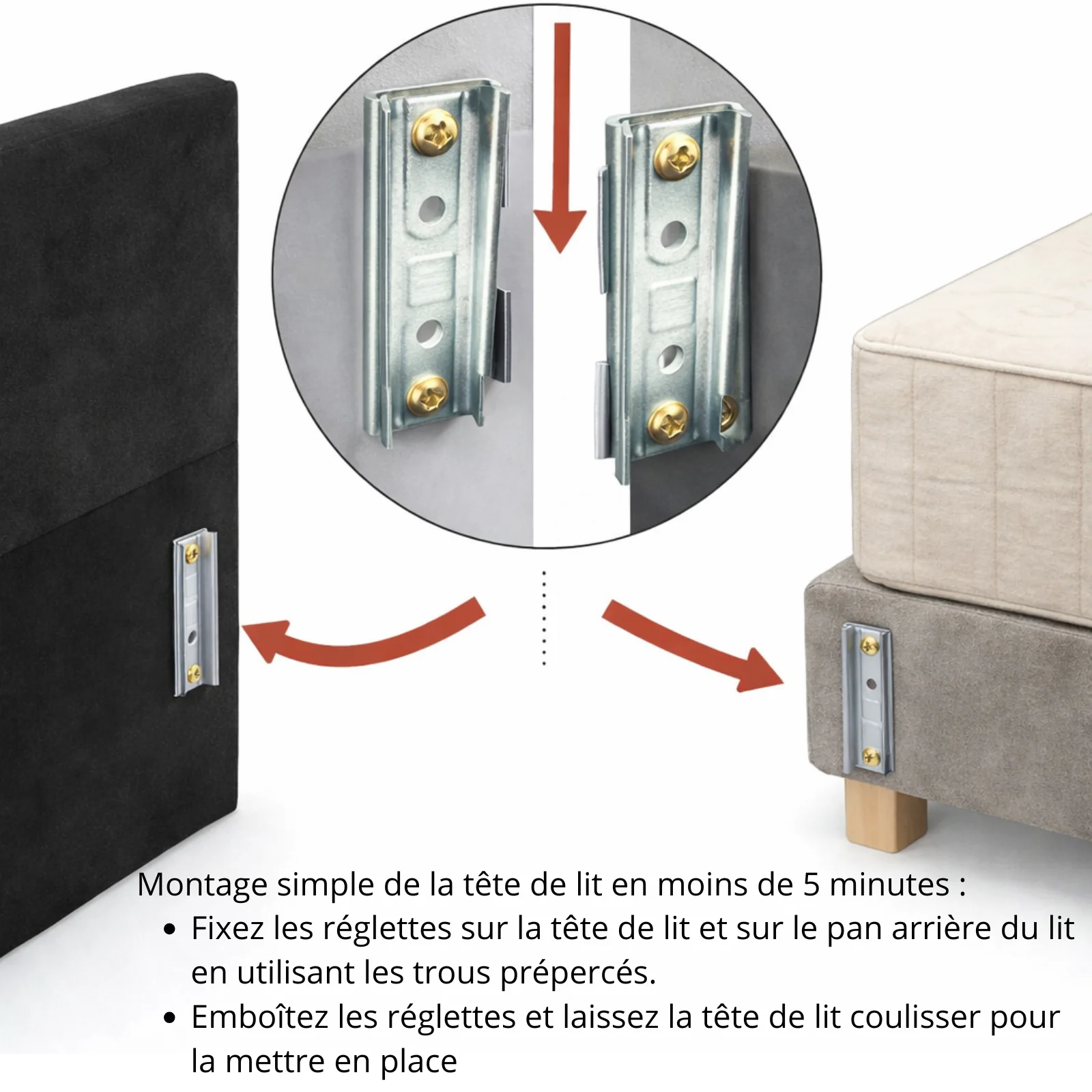 Tête de lit avec housse simili cuir blanc - Image 4