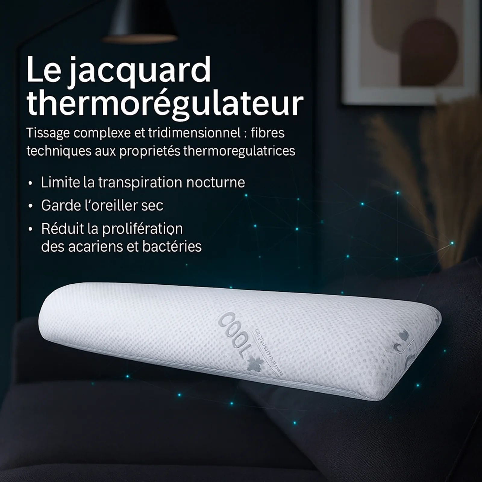 Traversin mémoire de forme rafraichissant, déhoussable, micro-perforé - Collection Frais - Image 5