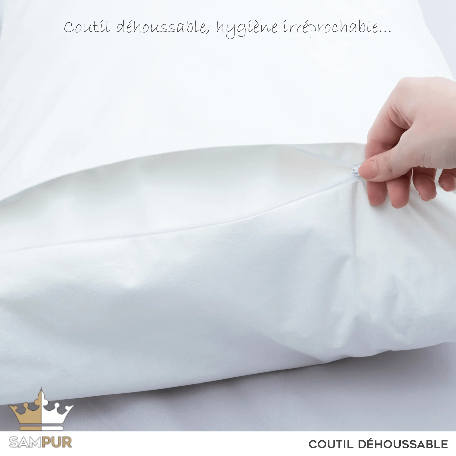 Traversin mémoire de forme, soutien cervical, déhoussable - Collection Prestige - Image 10